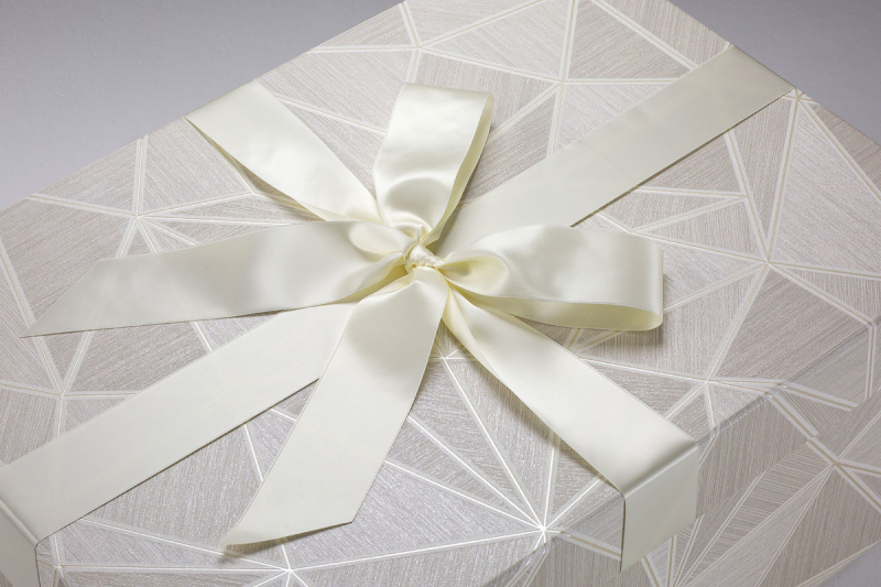 Das Design der Brautkleidbox Ivory Laser ist sehr elegant.